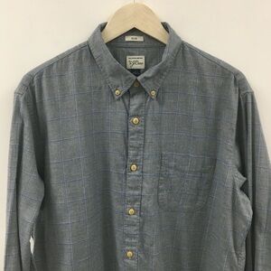 J. Crew 100% Cotton Shirting Slim Fit Plaid Long Sleeve Shirt in Soft Knit Large